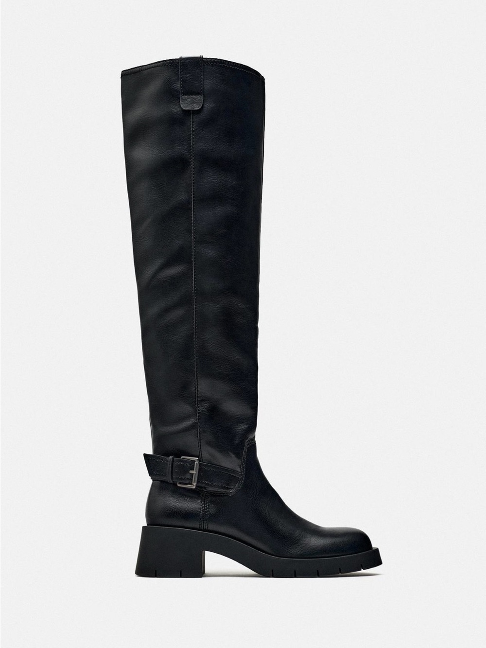Zara Black Over-the-Knee Leather Riding Boots - Picture 3 of 3
